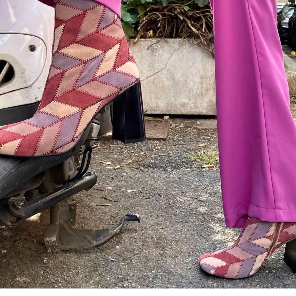 Jeffrey Campbell Verus-PW in Pink Suede Multi ๐ Heeled Booties New & Never Worn - Picture 16 of 17